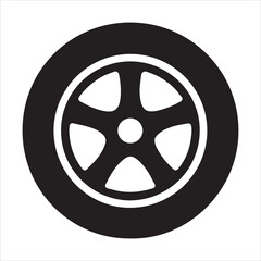 Car whool Silhouette white background 