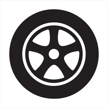 Car whool Silhouette white background 