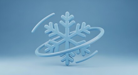 Minimalist Blue Snowflake Icon with Dynamic Swirling Elements for Winter or Holiday Themes