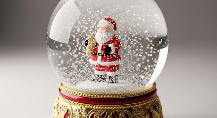 Whimsical Santa Claus Snow Globe with Glittering Snowflakes and Festive Base for Holiday Decor and Christmas Celebrations