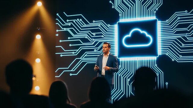Innovative entrepreneur shares compelling story with enthusiastic crowd