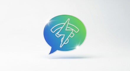 A green and blue speech bubble with a lightning bolt icon inside, against a white background.
