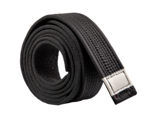 Martial arts black belt isolated on transparent or white background, png