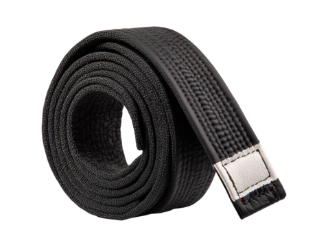 Martial arts black belt isolated on transparent or white background, png