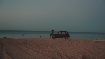 Solitude by the sea at dusk in Taghazout, Morocco