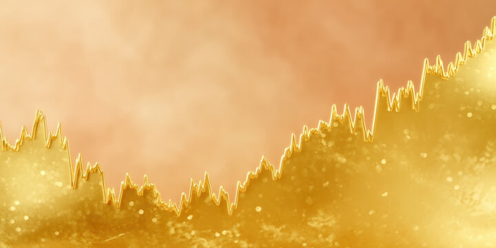 Golden financial chart landscape stable rising line art with warm glow and bokeh - Powered by Adobe