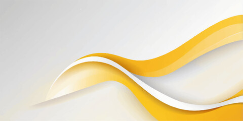 Abstract yellow and white background design with light waves, curves, and gold line patterns for business concept illustration