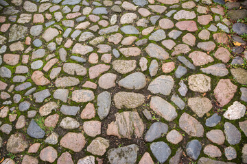 Old stone road texture close up. 