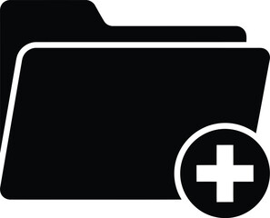 Fototapeta premium Add new folder icon create folder symbol plus sign folder illustration eps silhouette
