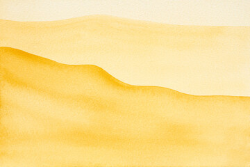 Naklejka na ściany i meble Abstract art hand drawn watercolor orange yellow wavy desert sand background on textured watercolor paper for wallpaper banner template page design.