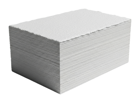 White stack of blank paper office space product isolated on transparent background