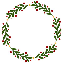 Christmas wreath  with holy  berries 
