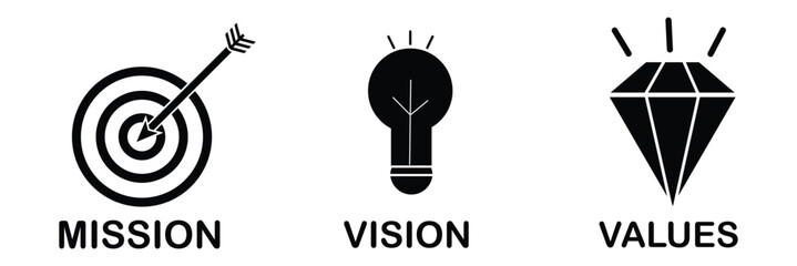 Illustration of mission, vision, values ​​icons EPS 10