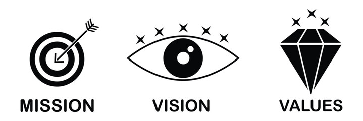 Illustration of mission, vision, values ​​icons EPS 10