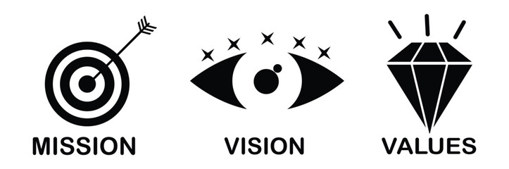 Illustration of mission, vision, values ​​icons EPS 10