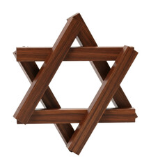 Wooden star home sculpture modern isolated on transparent background