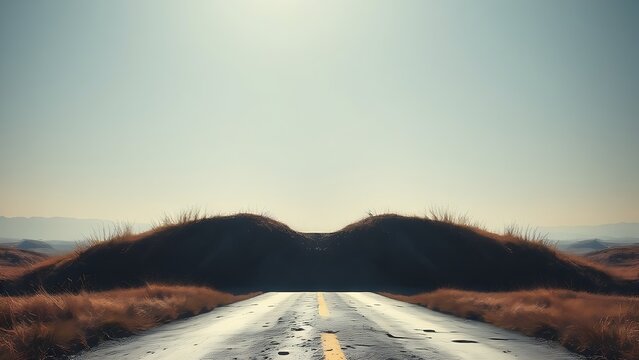 divergence. Conceptual crossroads splitting two paths in a symbolic decision-making scene. wellbeing guides, coaching materials, designed for mental health education and mindfulness programs.