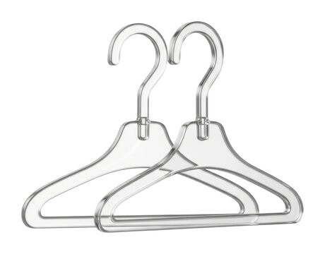 Clear plastic hangers for organizing clothes home product isolated on transparent background