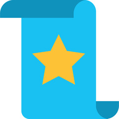 Blue Scroll With Golden Star On Transparent Background