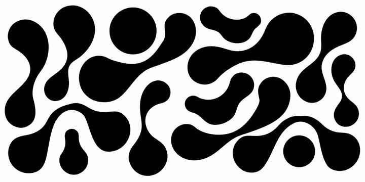 Abstract black and white organic shapes forming a dynamic pattern on a clean background