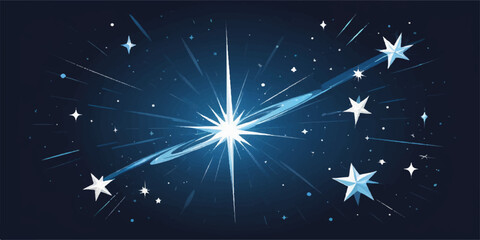 Bright blue starry night sky with glowing stars and snow pattern, perfect for a winter holiday background design