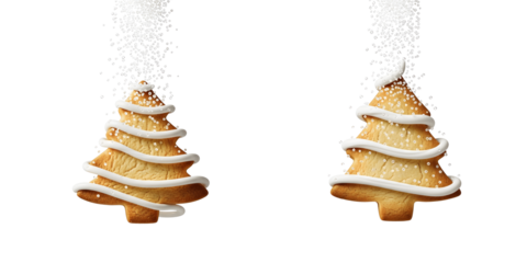 Cookie christmas tree with sugar sprinkles isolated on transparent background