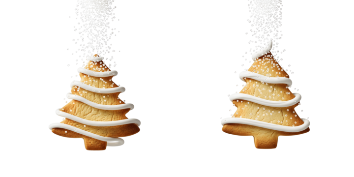 Cookie christmas tree with sugar sprinkles isolated on transparent background