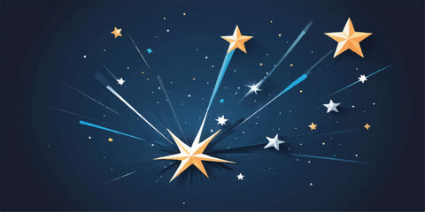 Sparkling vector illustration of a bright magic star in a blue winter night sky