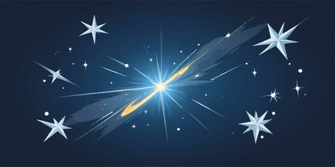 Bright blue star background illustration with glowing, sparkling stars for a winter holiday celebration