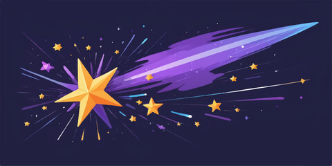 A bright starry night sky illustration with blue and dark space and a glowing light for Christmas celebration holiday winter design