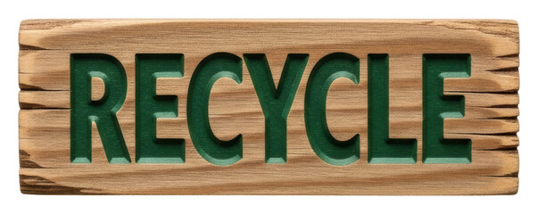 Promoting sustainability recycle sign in urban environment wood isolated on transparent background