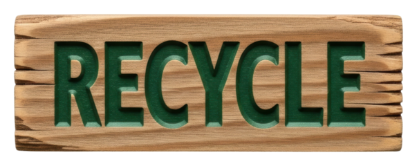 Promoting sustainability recycle sign in urban environment wood isolated on transparent background