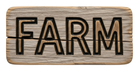Farm signage displaying rustic charm in agricultural landscape isolated on transparent background