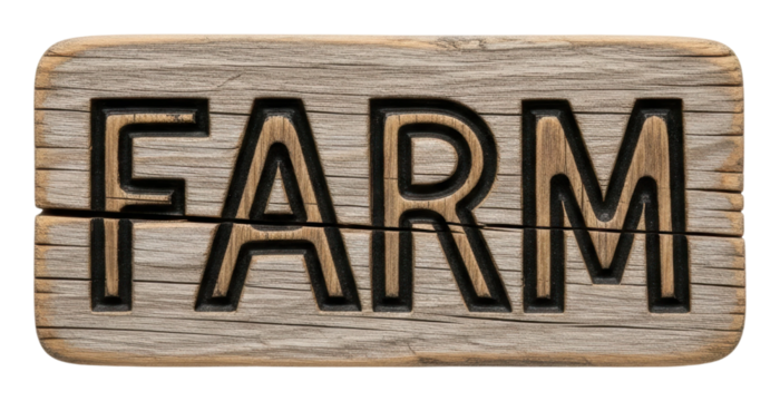 Farm signage displaying rustic charm in agricultural landscape isolated on transparent background
