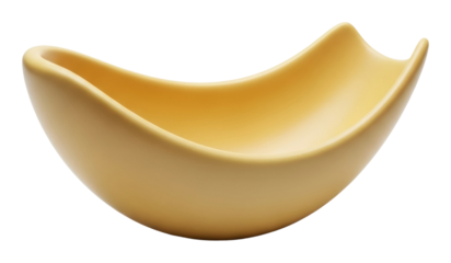Sculptural yellow bowl design modern interior decorative minimalist isolated on transparent background