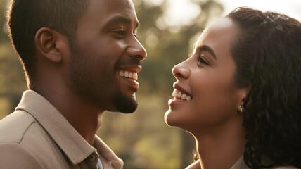 Fototapeta premium A lovely moment between a smiling couple.