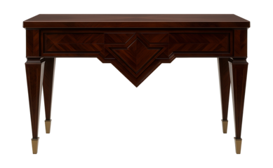 Geometric-patterned art deco dining console table, ideal for vintage-style spaces.