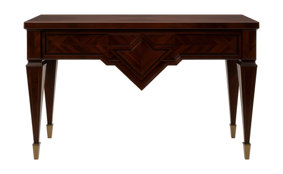 Geometric-patterned art deco dining console table, ideal for vintage-style spaces.