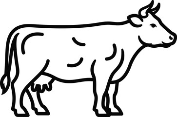 Obraz premium Cow outline vector illustration dairy farm animal livestock drawing art eps silhouette