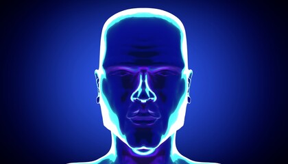 Male anatomy - head - front view - 3d illustration