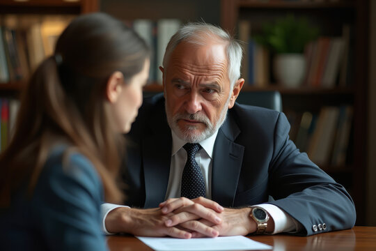 Senior manager ignoring staff. Unequal office communication. Workplace power imbalance. Disrespectful leadership moment.