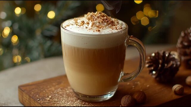 Spiced Winter Latte With Nutmeg And Cream