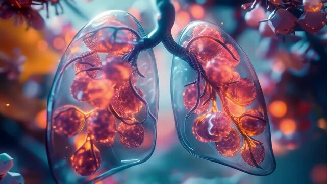 Disturbing lungs filled with fire and smoke symbolise the harm caused by smoking &mdash; the perfect visual for medical campaigns as a shocking backdrop on posters.
