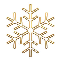 3D Gold Snowflake Isolated