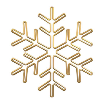 3D Gold Snowflake Isolated