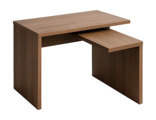 Corner desk with a swivel top for versatile use in a creative workspace.