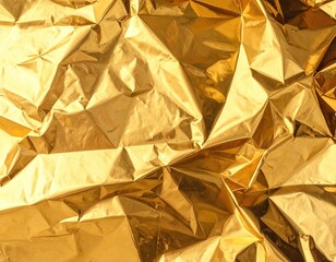 Golden Crumpled Foil Texture Background