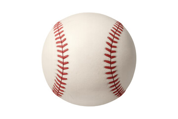 White baseball featuring distinct red seams, symbolizing sports, classic games, and athleticism. Transparent background