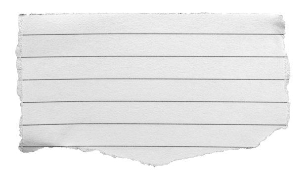 Cut out torn piece of white ruled lined paper memo note with rough texture edges and copy space for text, transparent png background design element - Powered by Adobe