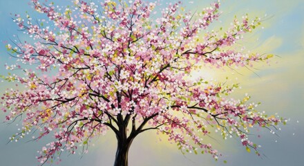 Impressionistic Cherry Blossom Tree Painting, Impressionism, Art, Nature